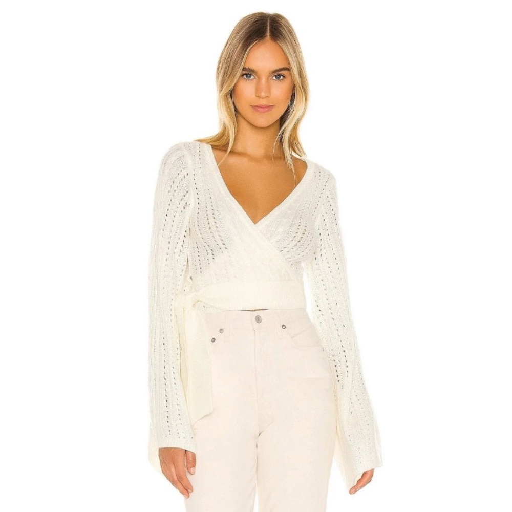 MAJORELLE Cream Knit Wrap Sweater